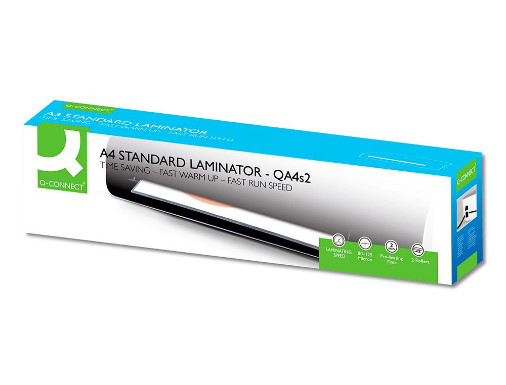 PLASTIFIEUSE Q-CONNECT À CHAUD PROFESSIONELLE 75/125MC A4 TECHNOLOGIE 2 ROULEAUX VITESSE 300MM/MIN