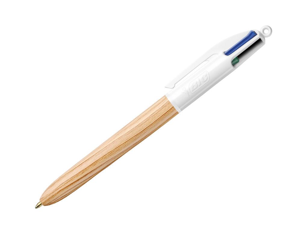 BILLE BIC 4C DECOR WOOD STYLO A BILLE RETRACTABLE - BIC 4 COULEURS - WOOD