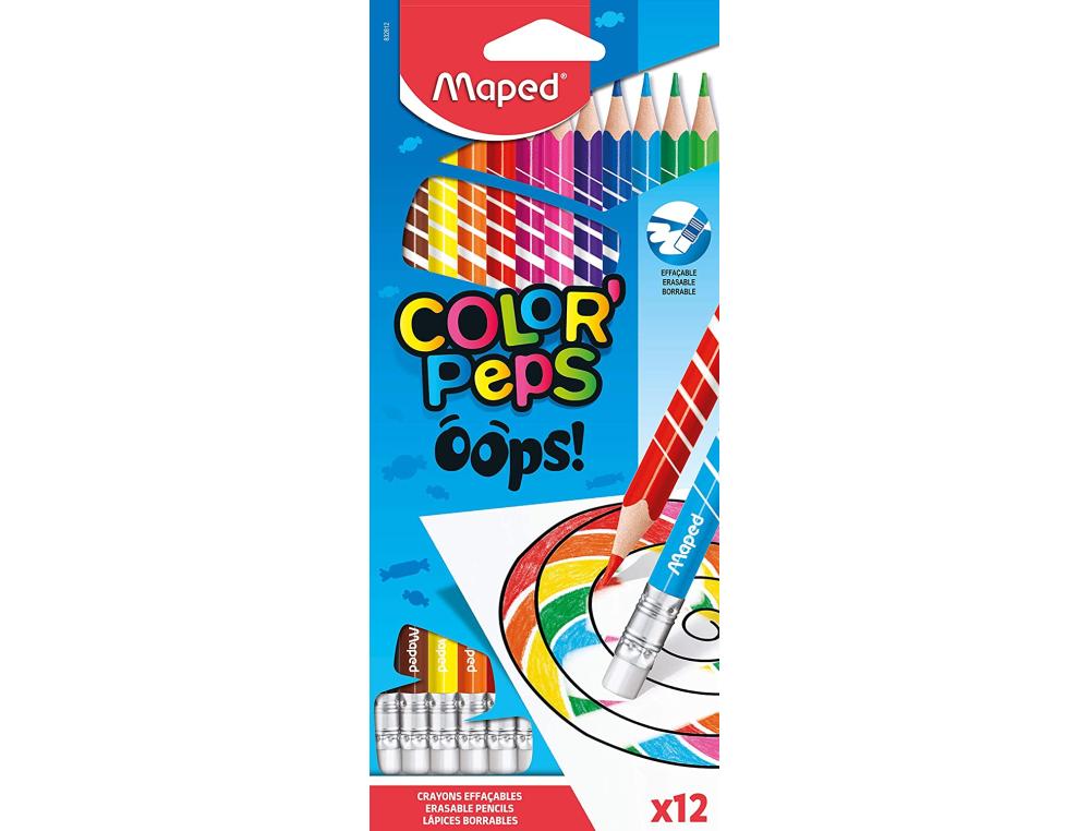 CRAYON COUL.EFF.PEPS OOPS P/12CRAYON DE COULEUR EFFAABLE - MAPED OOPS - ETUI DE 12