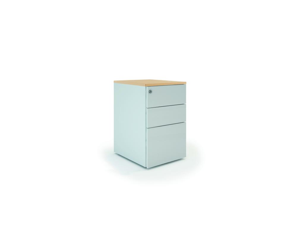 BRE.CAISS.HB P80 BLANC TOPCHENCAISSON HAUTEUR DE BUREAU IDOL CHNE CLAIR P 80 CM